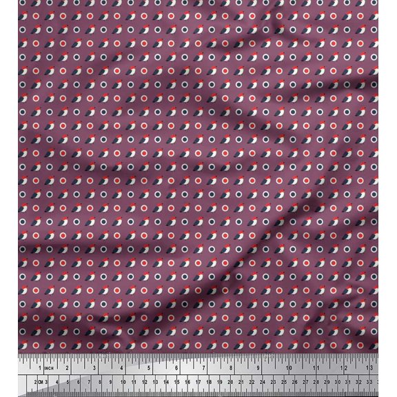 Soimoi Velvet Fabric Bird Shirting Printed Fabric 1 Yard 58 Inch Wide