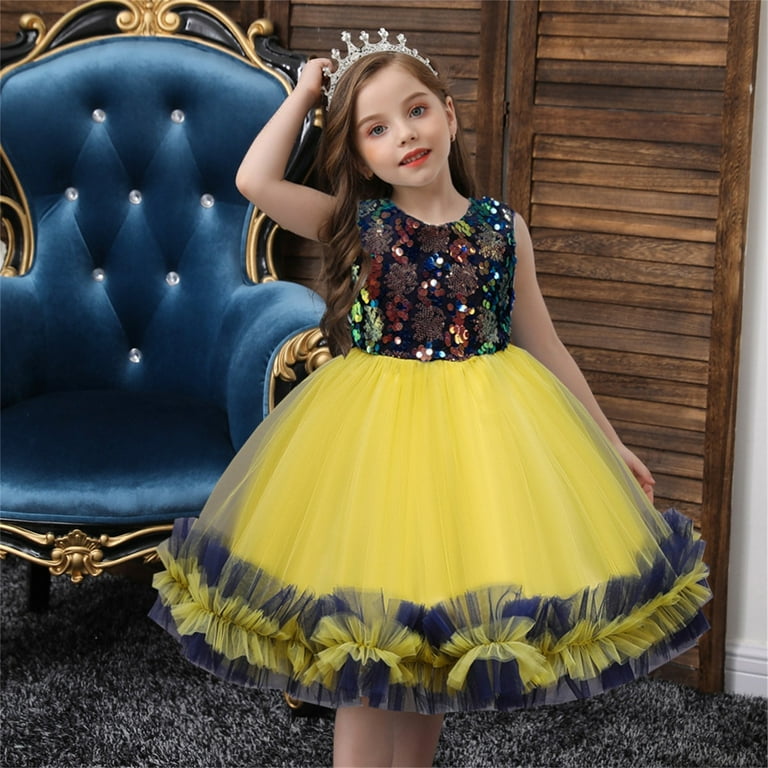 Luogenli Graduation Dresses For Girls 10-12 Tween Kids Children Toddler Girls Spring Summer Sleevel Tulle Glitter Dress For Formal Cute Girls Bow