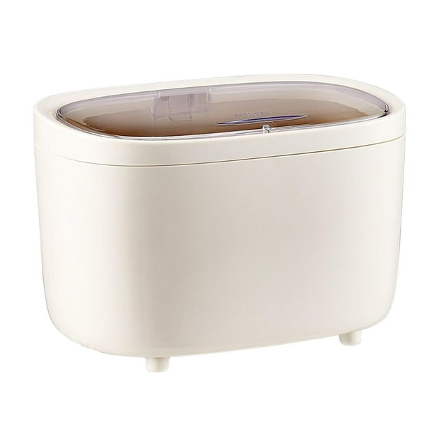 GUOOL Countertop Trash Can Desk Organizer Press with Lid Desktop Trash Can Small White