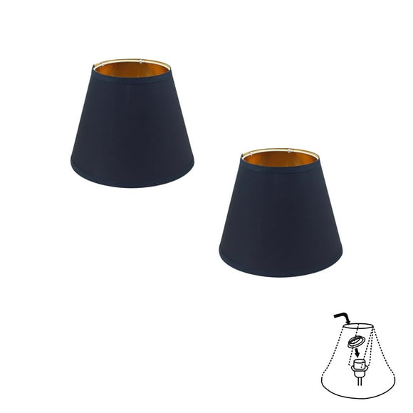 FSLiving Black-Gold Mushroom Designed Fabric Lamp Shade Replacement, Slip UNO Fitter Art Cover, DIY Torchiere Decorative for Ceiling Pendants Table Lamp Swag Light Wall Sconce 2-Packs