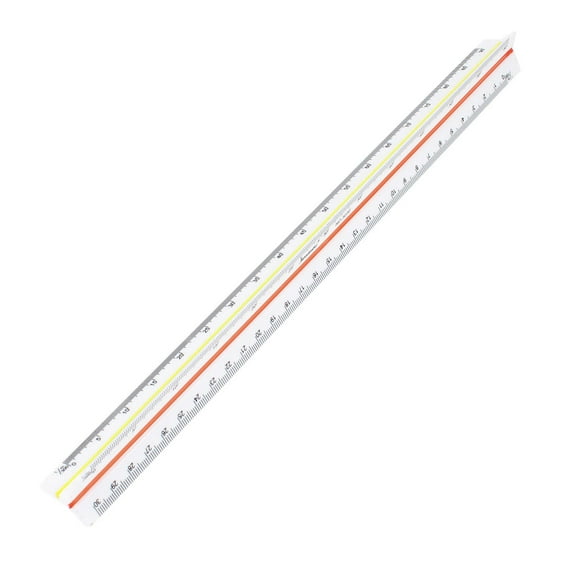 Uxcell Plastic 12.8" Triangular Scale Ruler Educational Stationery Measuring Tool Yellow Red