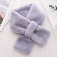 thumbnail image 2 of UTSJKR Cute Fleece Plush Scarf Faux Fur Cross Tie Neck Gaiter Neck Warmer Winter Fuzzy Scarf for Girls Boys Skiing Running Playing Gray, 2 of 2