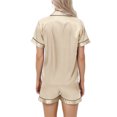 thumbnail image 3 of Silk Pajamas for Women Short Sleeve Button Down Sleepwear Loungewear 2 piece Satin Pj Sets 02-Champagne L, 3 of 4