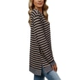 thumbnail image 3 of SHIBEVER Womens long shirt Striped Pullovers Crewneck long sleeve shirt Color Block Side Split Tunic Tops for women clothes, 3 of 4