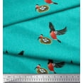 thumbnail image 2 of Soimoi Green Poly Georgette Fabric Nest & Bullfinch Bird Decor Fabric Printed Yard 42 Inch Wide, 2 of 3