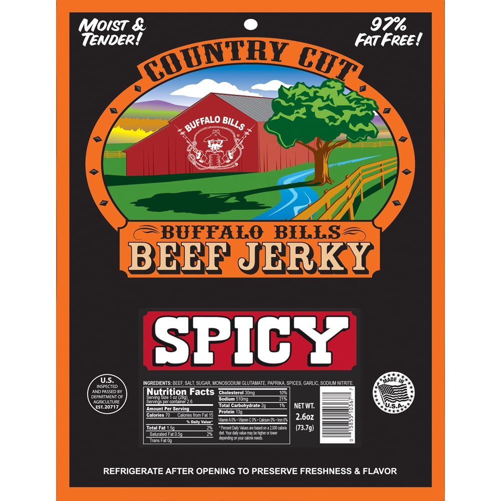 Buffalo Bills 2.6oz Spicy Country Cut Beef Jerky – Six 2.6oz Packs