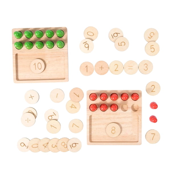 Montessor Toys Manipuladores de matemáticas de madera, juguete interactivo para contar números, tablero de matemáticas sensorial para preescolar,