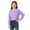 Purple, variant on hoksml Girls Crop Crew Neck Sweatshirt Solid Color Casual Long Sleeve Top for School and Everyday Wear
