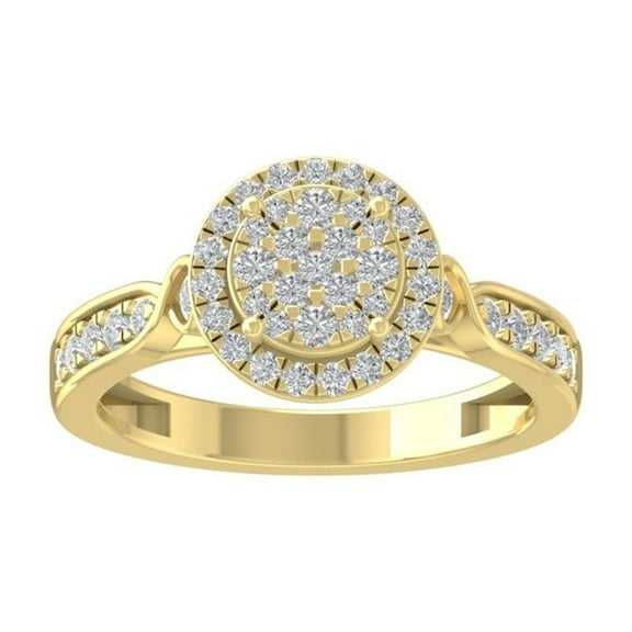 ARAIYA FINE JEWELRY 14K Yellow Gold Diamond Cluster Ring (5/8 cttw, I-J Color, I2-I3 Clarity) Size 5