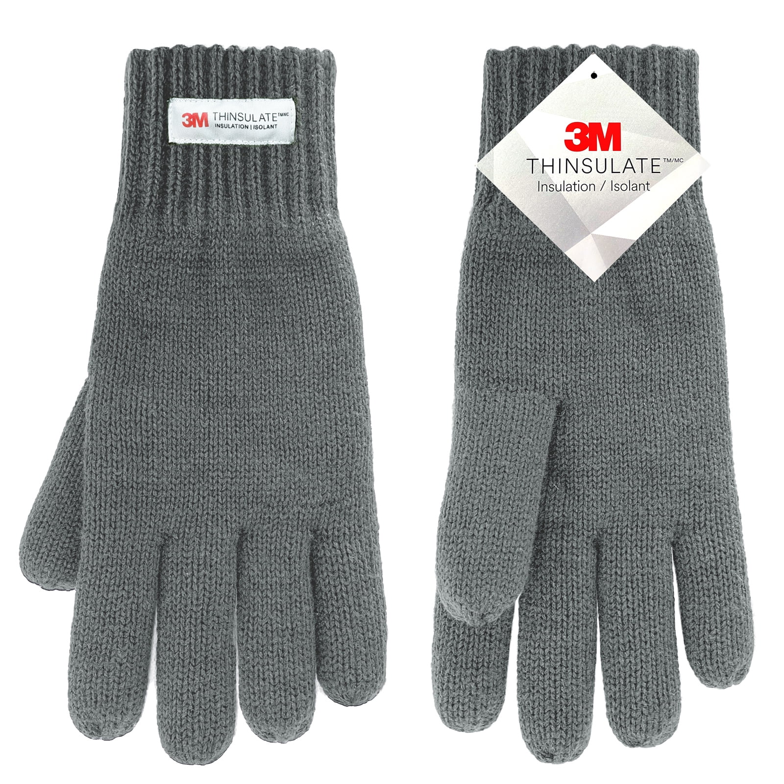 Mens Thermal Thinsulate Knitted Full Fingered Gloves Winter Warm 3 Colours 