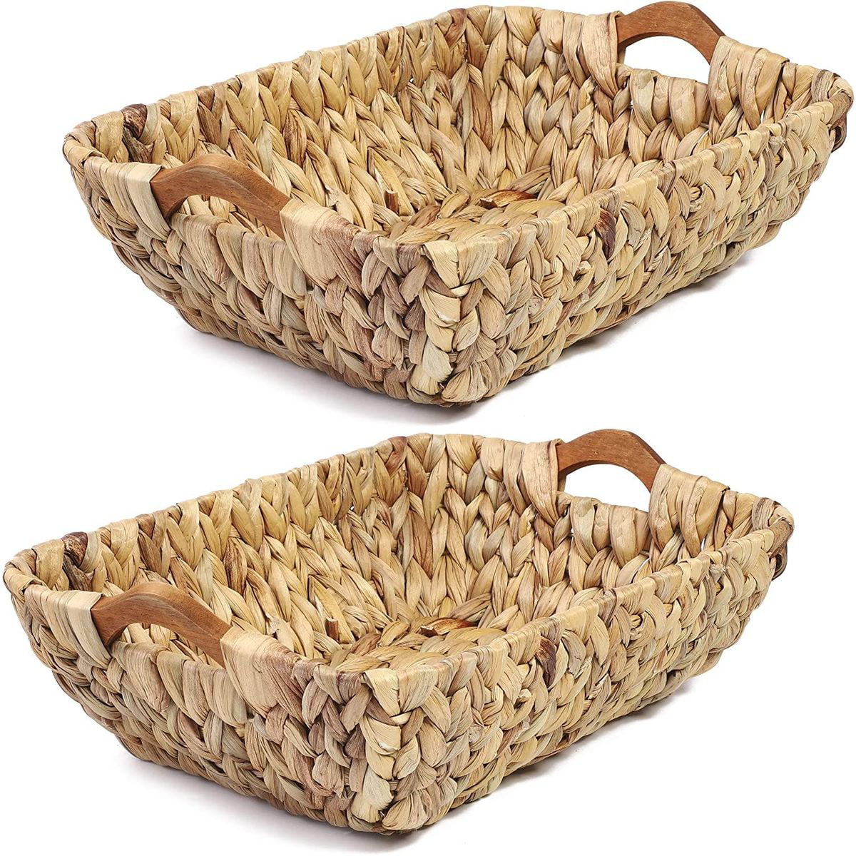 Seagrass Wicker Storage Basket Set of 2, 15'' x 10.6'' x 5.3 