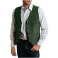 thumbnail image 2 of BiZtdJrK Men's Vests Dress Casual Faux Suede Long Sleeve Button Down Suit Vest Slim Fit Cowboy Vintage Waistcoat Army Green XXL, 2 of 6