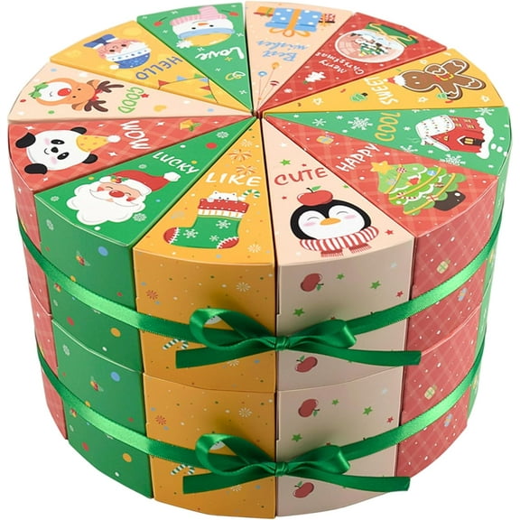 2 Sets 24-Day DIY Christmas Advent Calendar, Empty Christmas Countdown Calendar Box, to Fill with Green Ribbon Creative Cardboard