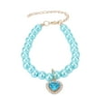 thumbnail image 4 of Collar ajustable para perros y gatos, perfecto para fiestas, elegante collar para mascotas con forma de corazón en azul lago, 4 of 8