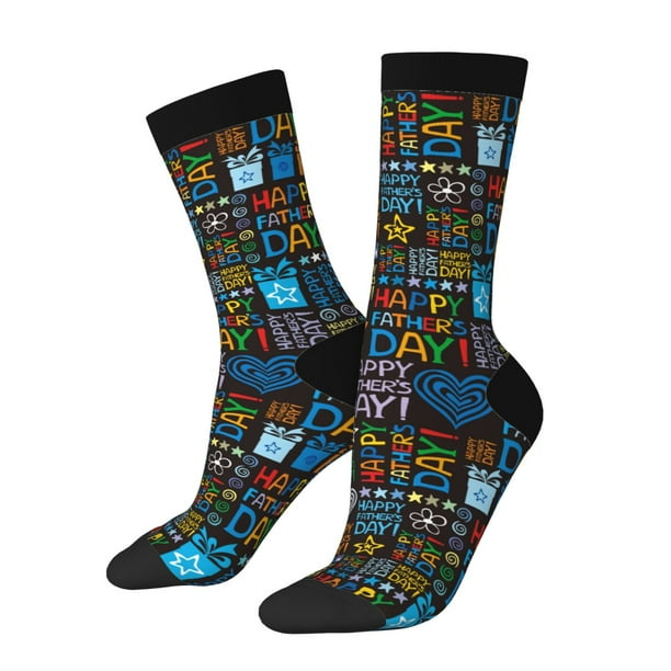 Balery Happy Father Day Calcetas Largas con Estampado para Hombre y Mujer – Suaves y Transpirables, Talla Única (US 5-11)