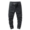 thumbnail image 2 of Pantalones largos de moda para hombre, casuales, de color sólido, cargo, con bolsillos y cremallera, cintura elástica, pantalones largos de algodón para hombre., 2 of 9
