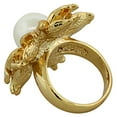 thumbnail image 2 of Fashion Alloy Yellow Gold-Tone White Simulated Pearl Turquoise-Tone Flower Cocktail Ring, 2 of 2