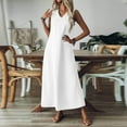 thumbnail image 5 of Tianiyouqing Linen Dresses for Women 2025 Maternity V Neck Flowy Palazzo Office Sundresses Sleeveless Zipper Up Comfortable Vacation Tank Dresses White L, 5 of 8
