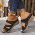 thumbnail image 3 of Modisza Orthopedic Slides Sandals for Women Open Toe Wedge Heeled Shoes Platform Arch Support Slip on Summer Slippers size 6 Black, 3 of 5