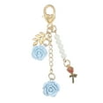 thumbnail image 1 of Llavero Colgante de Rosa Uxcell, Encanto de Flor de Rosa para Carteras, Llavero Floral con Borlas de Cadena para Mujeres y Niñas, Bolsas Tote Azul Cielo, 1 of 7