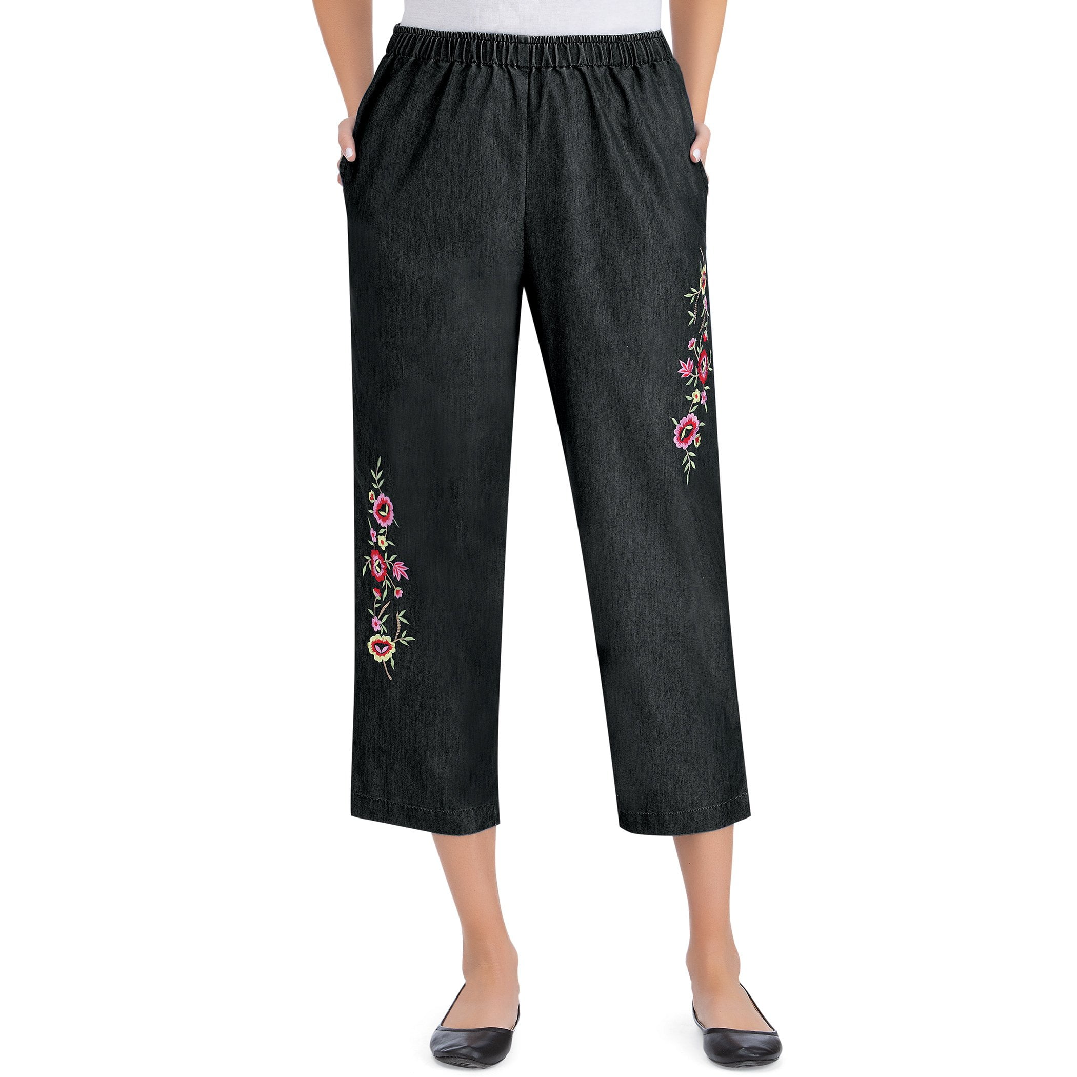 Collections Etc. - Collections Etc Women's Floral Embroidered Denim ...