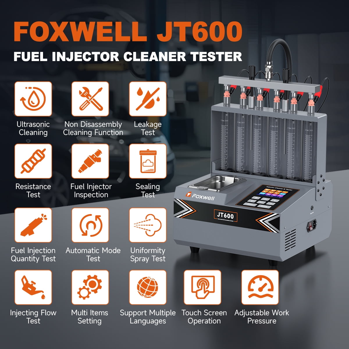FOXWELL JT600 GDI Fuel Injector Cleaner Machine, 6-Cylinder Heated