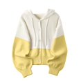 thumbnail image 4 of HCYSFG Womens Color Block Cardigan Hooded Button Front Long Sleeve Cropped Fit Textured Knit Sweater Casual Everyday Layering Tops, 4 of 4
