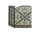 thumbnail image 2 of Traditional 3 Panel Metal Fire Screen With Filigree Design, Bronze, 2 of 4
