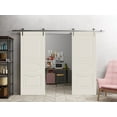 thumbnail image 3 of Modern Double Barn Door 72" x 80" inches / Mela 7001 Painted Creamy / 13FT Silver Rail Track Set / Solid Panel Interior Doors, 3 of 5