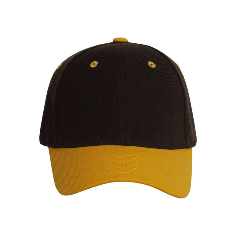 Two-Tone Adjustable Baseball Cap, Brown Yellow | Baseball Caps