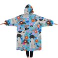 thumbnail image 2 of Oversized Wearable Blanket Hoodie,German Shorthaired Pointer Dog and Flower Sherpa Blanket Hoodie with Super Pockets,Super Warm Fuzzy Pullover for Women & Men, 2 of 6