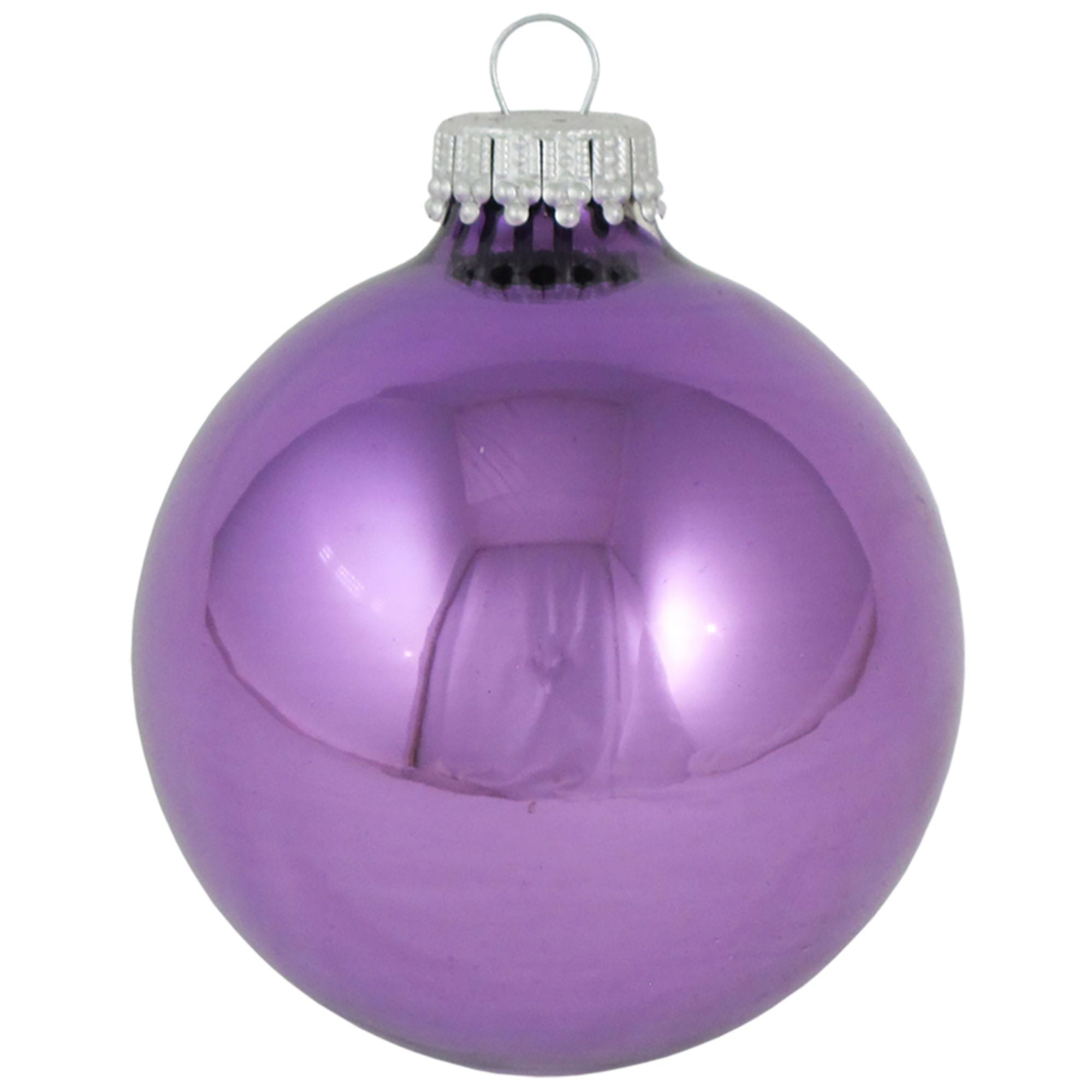 8ct Amethyst Purple Shiny Glass Christmas Ball Ornaments 2.5" (67mm)