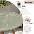 thumbnail image 3 of Sage Green Round Tablecloth for 55-60 Inch Tables, Fitted Table Cover with Elastic Edge, Minimalist Abstract Modern White Art Waterproof Outdoor Table Cloth Protector for Patio Garden Dinner Picnic, 3 of 9