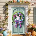 thumbnail image 6 of AZXY 35x71 Inch Easter Bunny Door Cover, Bunny Face Wreath with Rainbow Bow Door Banner, Spring Adorable Porch Wall Hanging Decor for Easter Party, 6 of 9