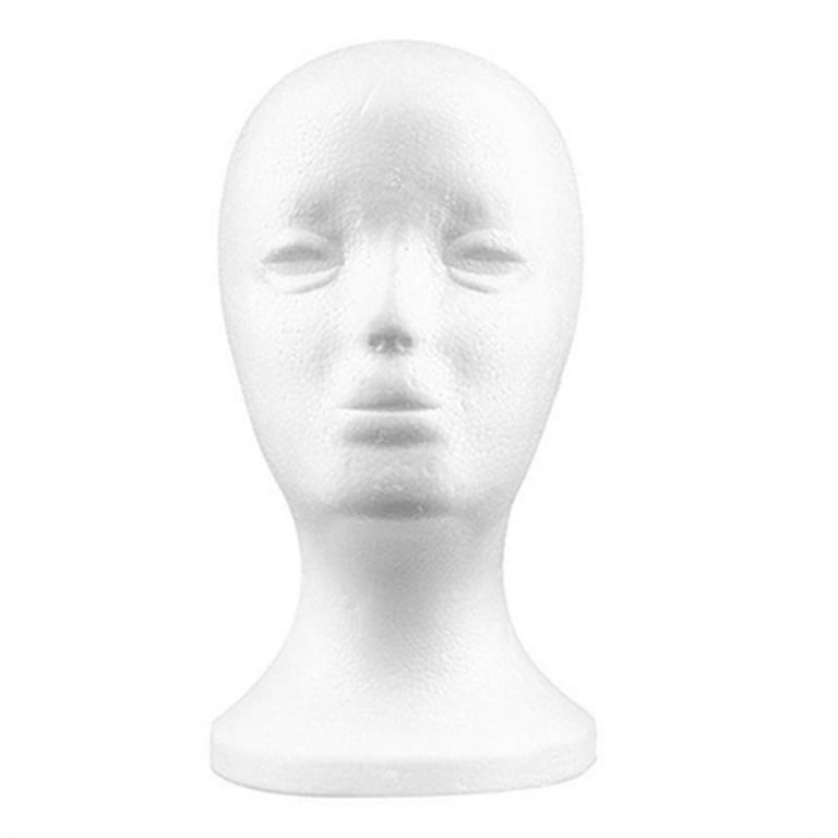 Spring Park Styrofoam Wig Heads Female Foam Head Mannequin Manikin Cosmetics Model Head Glasses Hats Hairpieces Wigs Display Stand Holder, Size: Head