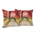 thumbnail image 6 of Ambesonne Autumn Throw Pillow Cover 2 Pack, Rustic Wooden Walkway, 24", Vermilion and Pale Brown, 6 of 6