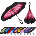 thumbnail image 2 of MRTLLOA 49/56 Inch Large Windproof Inverted Reverse Umbrella with UV Protection, C-Shaped Handle, Double Layer, Stick Rain Umbrella for Men and Women (Pink Daisy, 49 Inch), 2 of 4