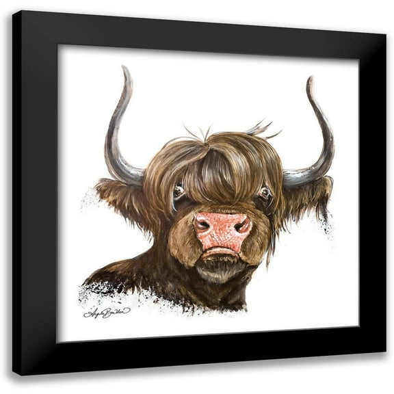 Bawden, Angela 12x12 Black Modern Framed Museum Art Print Titled - Clarabelle the Highland Cow