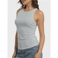 thumbnail image 4 of Women's Crewneck Racerback Ribbed Tank Tops Summer Basic High Neck Sleeveless Slim Fit Crop Tops, 4 of 6