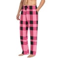 thumbnail image 2 of Checkered Pink Grid Print Men's Pajama Pants Cotton Long Sleepwear Lounge Pants S, 2 of 7