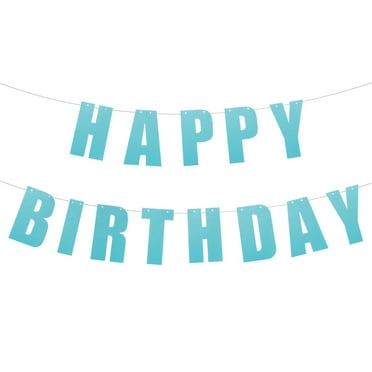 Uxcell Birthday Banner 16 Feet Happy Blue Birthday Decorations with No Pre-Strung CardStock Sign for Birthday Decor Backdrop