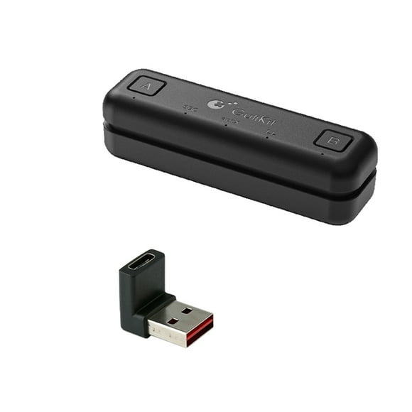 Graflsoa GuliKit ROUTE AIR Pro Bluetooth Audio Adapter for Nintendo Switch, PS4, PC - Dual Connection, Low Latency, 10m Range, aptX LL Support, Includes Mic & Adapter, Black