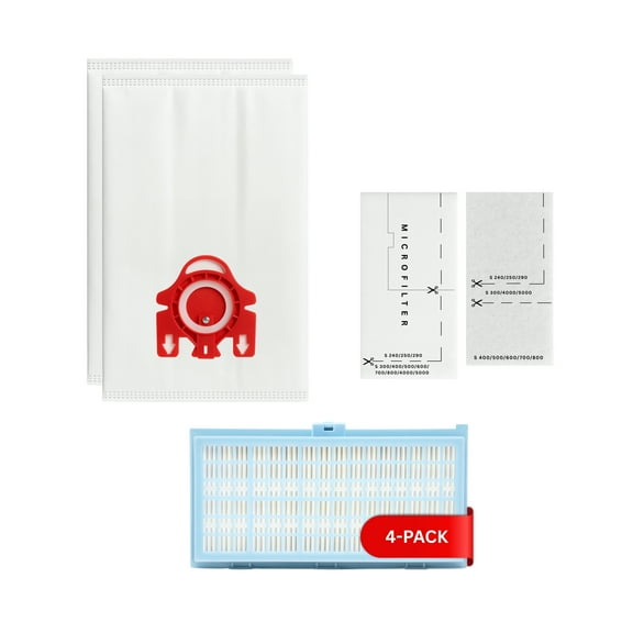 2 Replacement Miele S314 Vacuum Bags, 2 Micro Filters & 4 HEPA Filter - Compatible Miele Type FJM Bags, Micro Filters & SF-AH 30, SF-HA 30, AH30 Filter