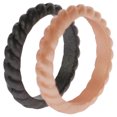 thumbnail image 2 of Juego de anillos trenzados apilables de boda de silicona - Rosa-Negro de ROQ para mujer - Anillo de 2 x 5 mm, 2 of 2