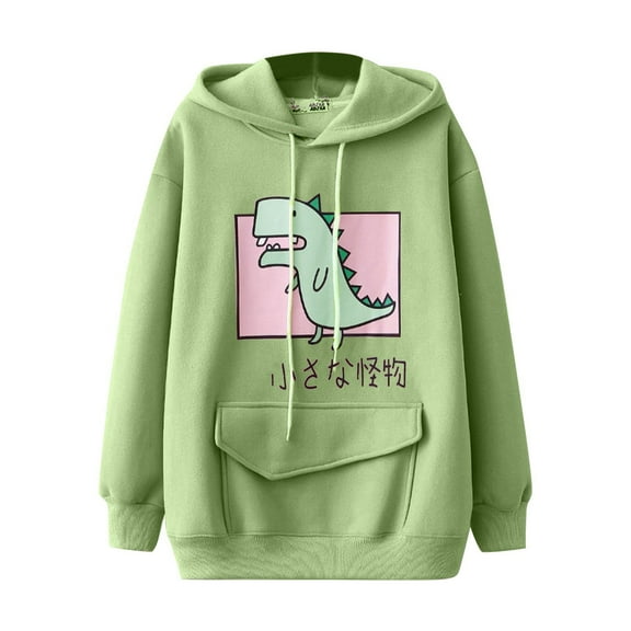 Fesfesfes Women Hooded Tops Casual Animal Cute Emo Dinosaur Shirt Hoodie Pocket Hoody Jumper Tops