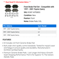 thumbnail image 2 of Front Brake Pad Set - Compatible with 1997 - 2001 Toyota Camry 1998 1999 2000, 2 of 2