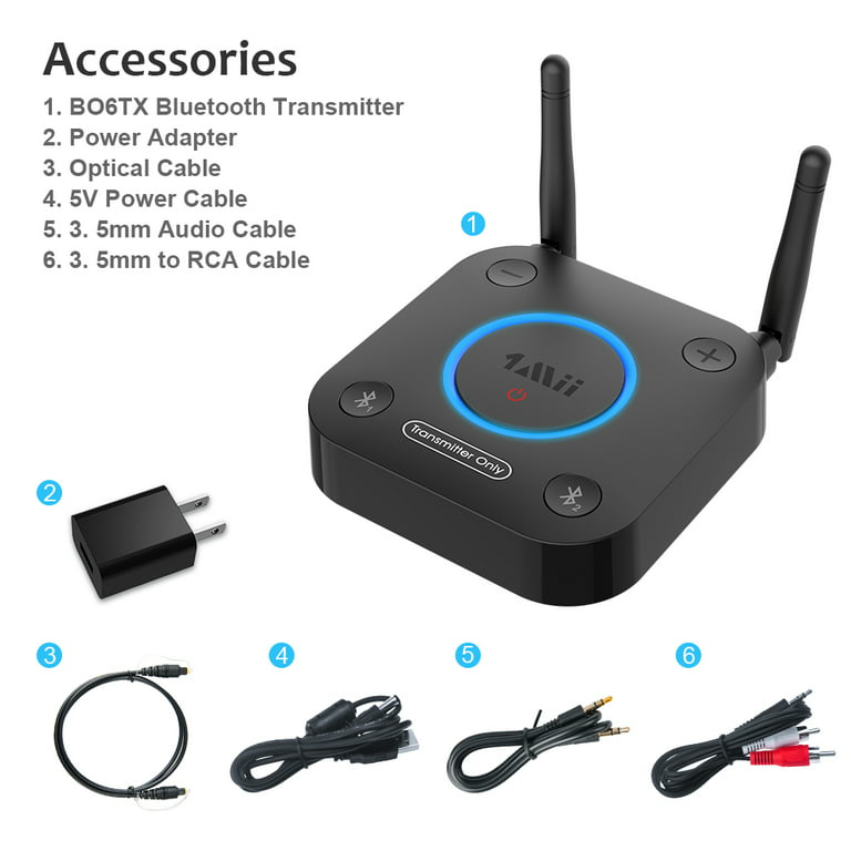 1Mii B06TX Bluetooth 5.2 Transmitter for TV with Volume Control