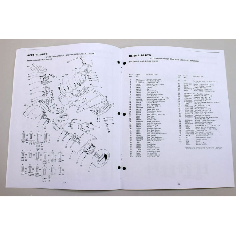 Sears Owners Manual Gt18 Twin Lawn Garden Tractor Operation Parts