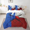 thumbnail image 2 of Feelyou Independence Day Teens Bedding Comforter Set 7pcs, Blue Red Stars Queen Bedding Sets, Countryside Wooden Plank Reversible Queen Sheet Sets, Lightweight Room Decor, 2 of 7