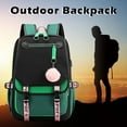 thumbnail image 4 of Fashion Casual Backpack with USB Charge Port Student Shoulder Bookbag (Green), 4 of 6